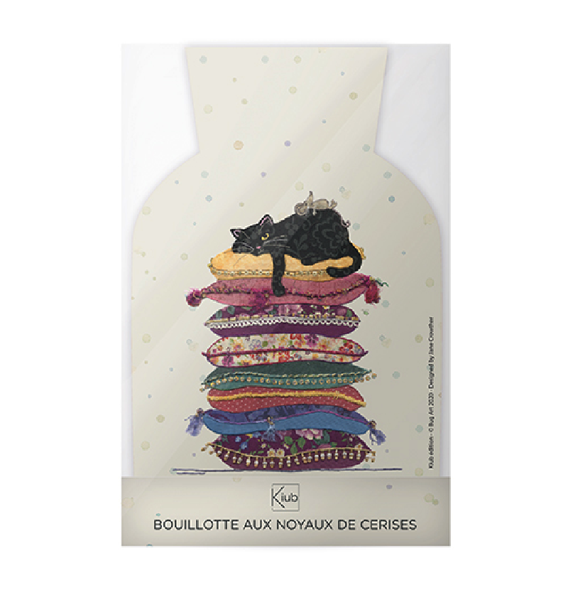 Bouillotte aux noyaux de cerises chat coussin